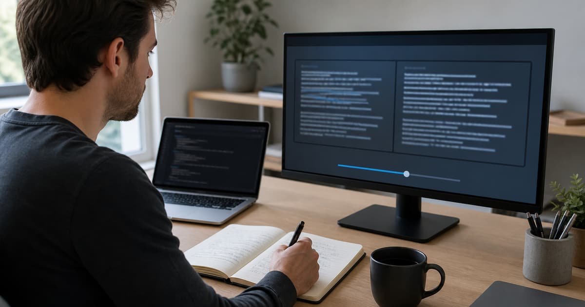 Programista porównuje dwa wyniki modelu AI przy zmianie jednego parametru